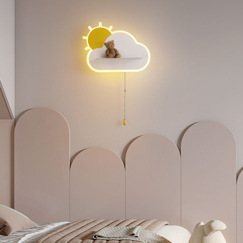 Cloud Shape Metal Wall Light Kid Style 1 Light Wall Lighting Fixtures