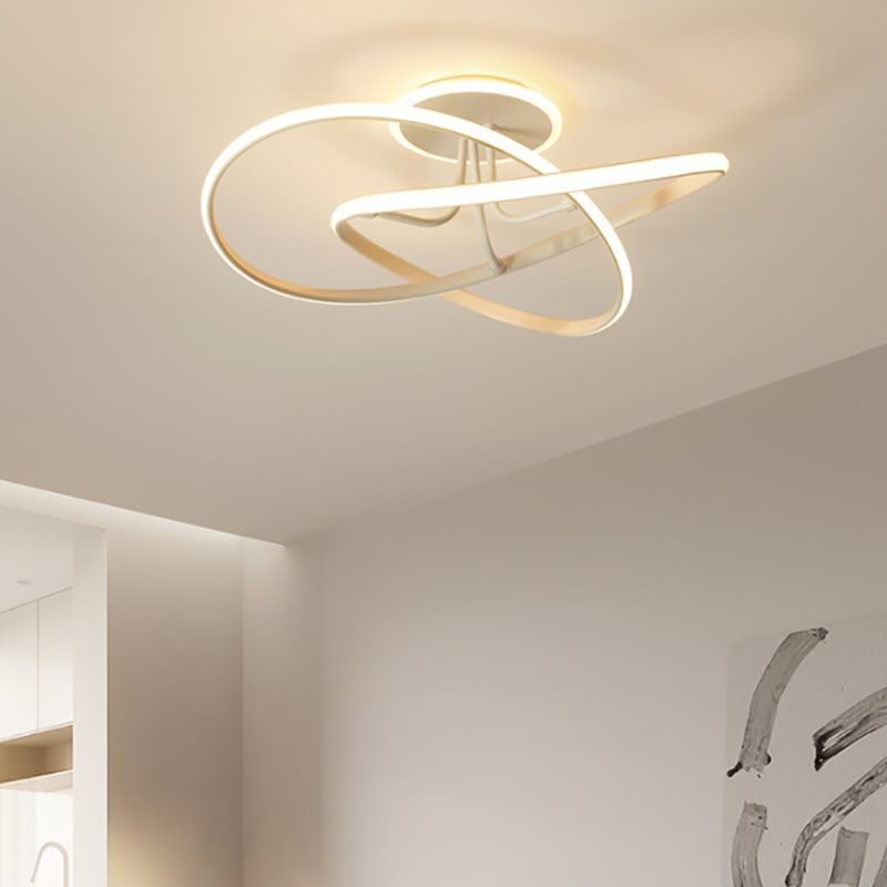 Plafonnier LED en gel de silice de style concis et moderne, montage semi-encastré linéaire en aluminium pour chambre à coucher
