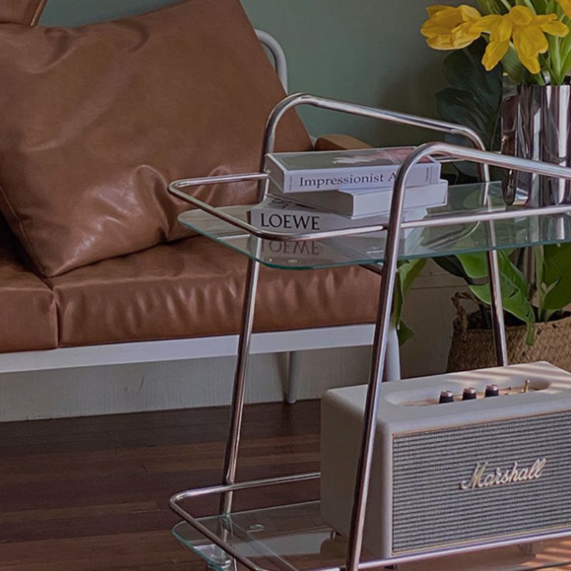 Living Room Double Tier Contemporary with Storage Glass Side Table