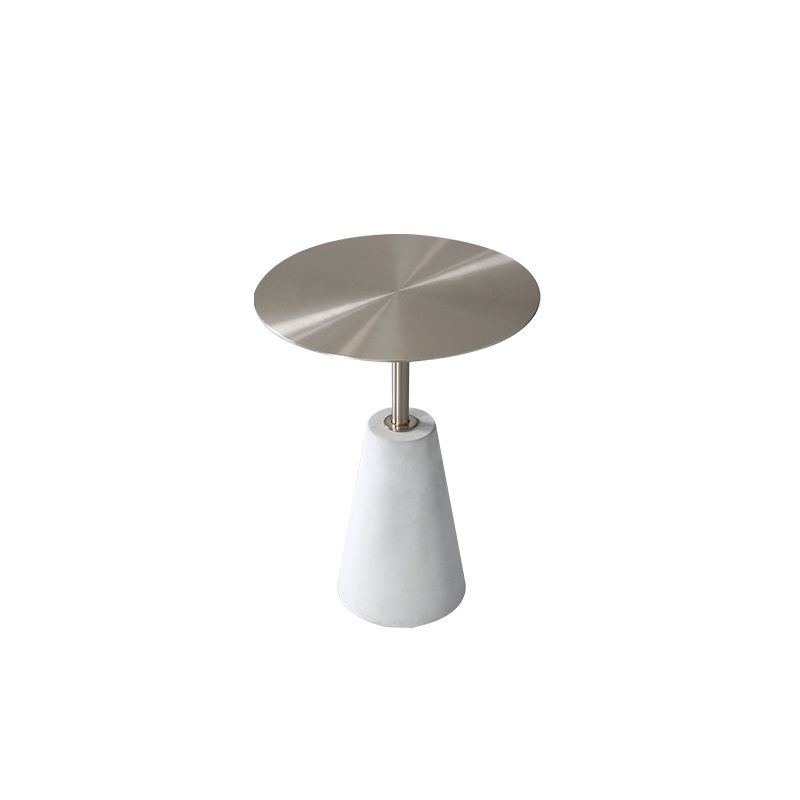 Dia 15.75"/19.69" Metal Round End Table Pedestal Side Table with Concrete Accent