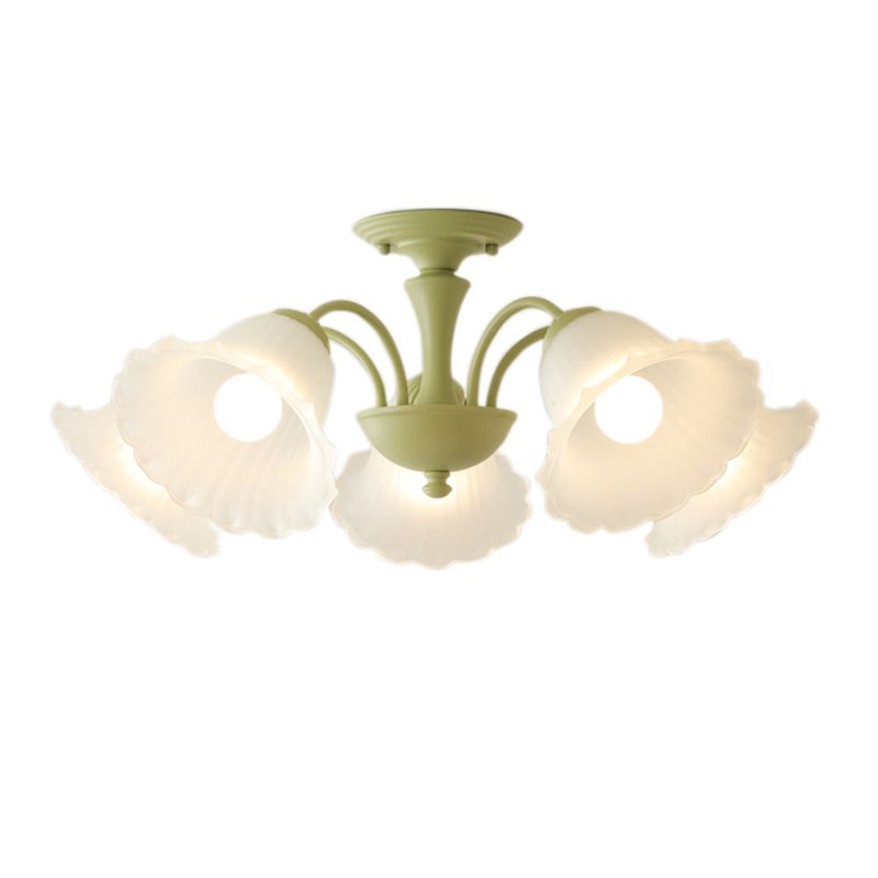 Nordic Style Ceiling Light Green Ceiling Lamp with Glass Shade for Living Room