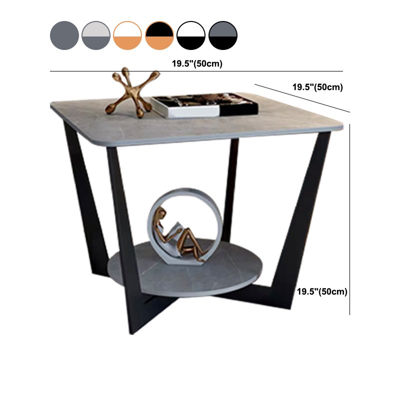 Modern Square Side Table Slate Sofa Corner Table with Storage
