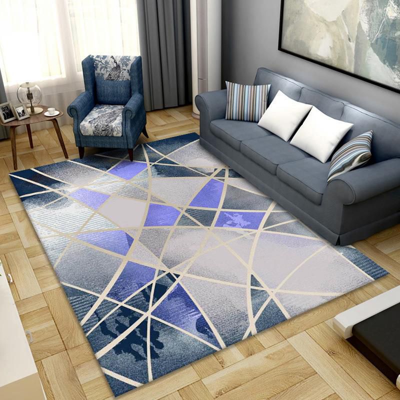 Simplicity Home Decoration Carpet Geometry Print Area Rug Polyester Non-Slip Backing Indoor Carpet
