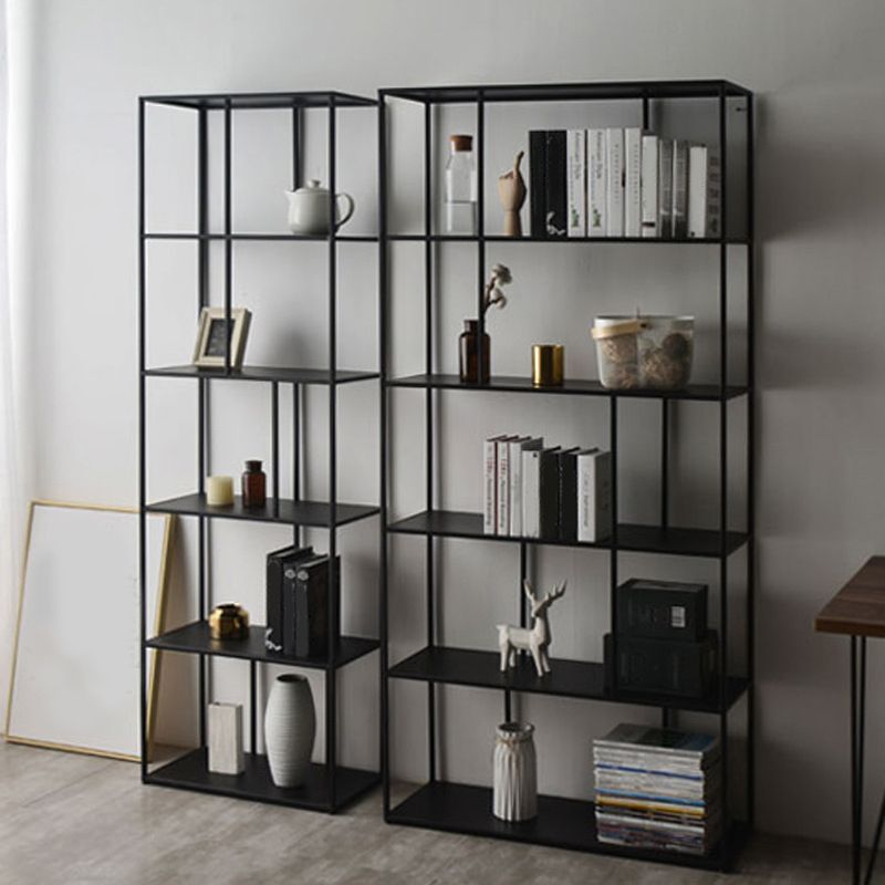 70.87"H Bookcase Black Open Back Modern Style Bookshelf for Home and Office