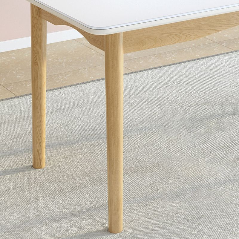 Contemporary White Rectangle Glass Top Dining Table with Legs