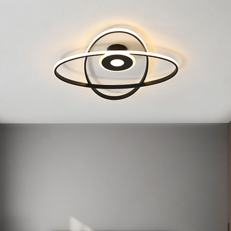 Accesorio de iluminación LED empotrado para dormitorio, montaje en techo blanco/negro contemporáneo con marco ovalado, pantalla acrílica en luz blanca/cálida