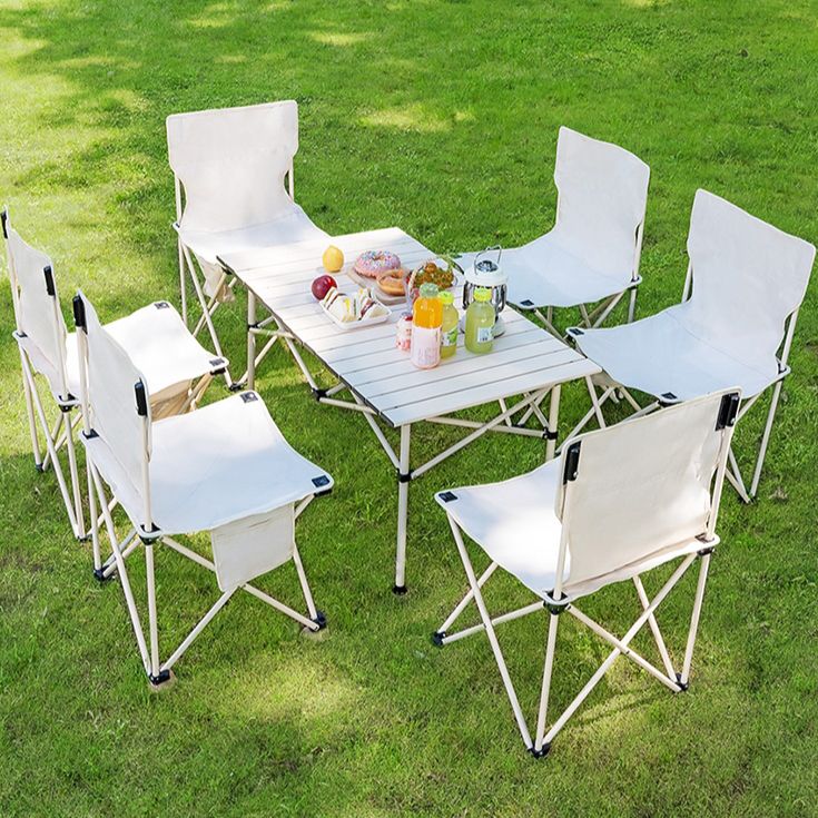 Metal Foldable Camping Table Set Modern 1/7 Pieces Dining Table Set for Outside