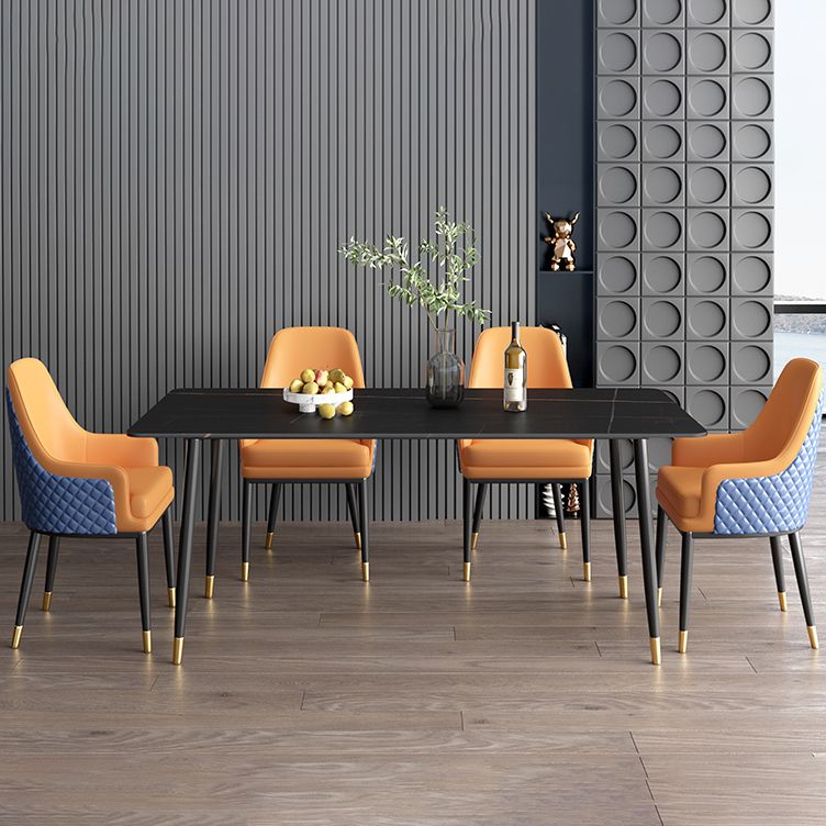 Nordic 1/2/5/7 Pieces Dining Set Sintered Stone Dining Table with Leather Chairs