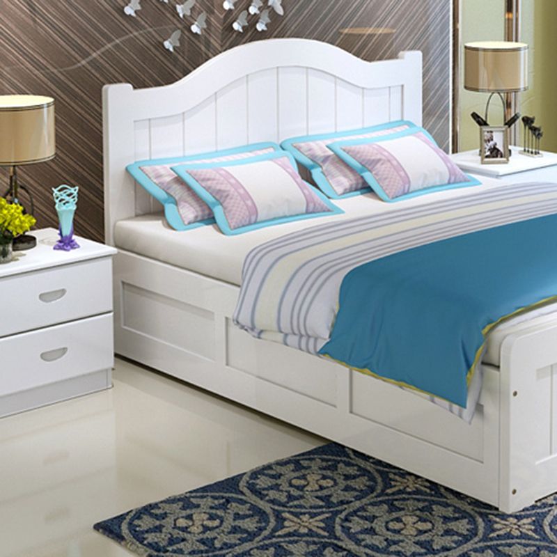 Contemporary Solid Color Standard Bed Wood Storage Camelback Bed Frame