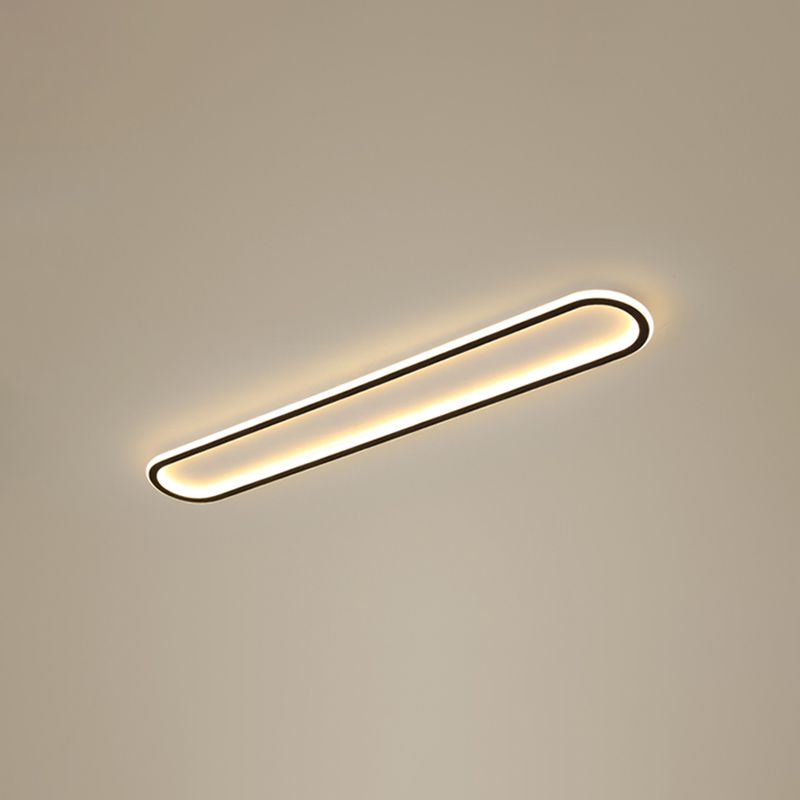 Lámpara de techo Led oblonga acrílica, montaje empotrado, minimalismo, acabado negro, montaje empotrado para pasillo