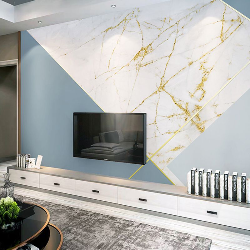 Extra Large Illustration Minimalist Mural for Gallery with Marble and Block in Grey and Blue