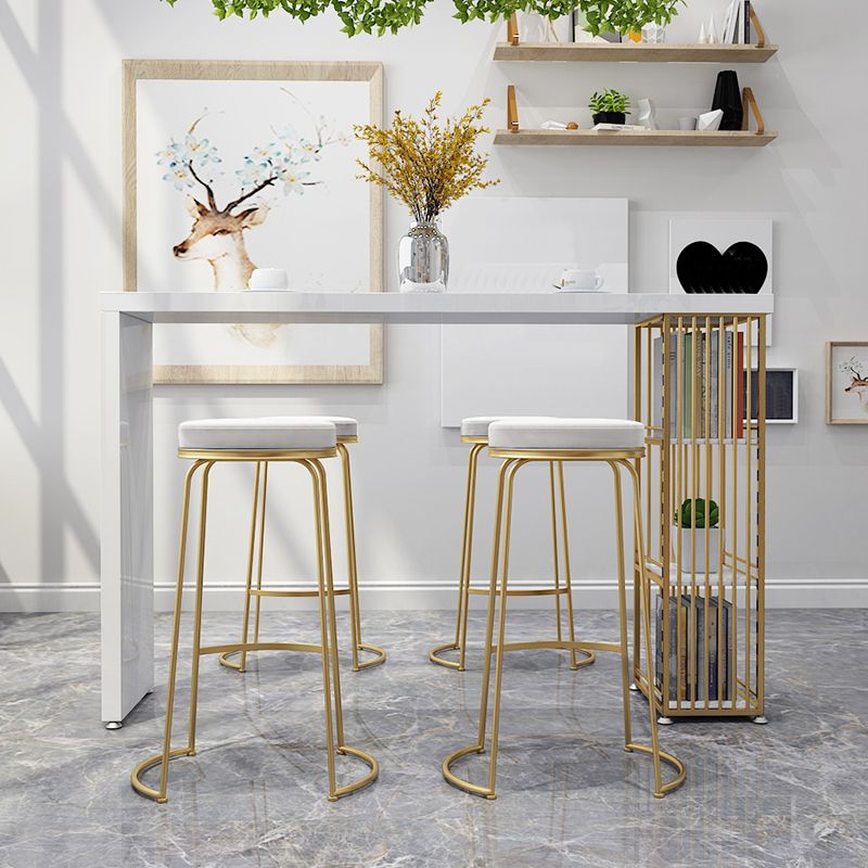 Solid Wood Bar Table Rectangle Dining Table with Storage Shelves