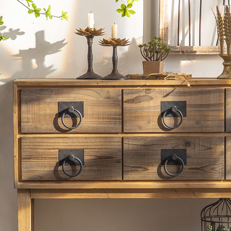 Traditional Solid Wood Double Dresser Horizontal Storage Chest Dresser for Bedroom