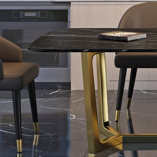 Rectangle Trestle Counter Luxury Table Black Fixed Table of Sintered Stone