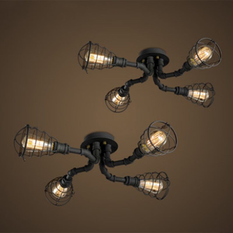 Luminaires semi-affleurants à tuyau torsadé Steampunk plafonniers semi-affleurants en métal pour bar