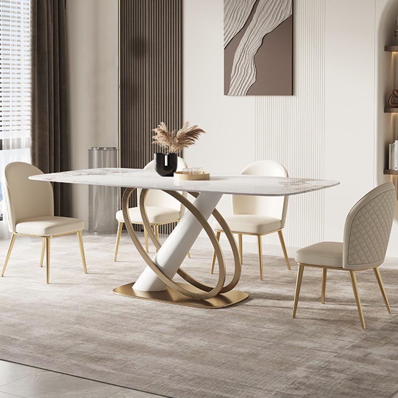 Glam Dining Furniture Set 1/4/5/6/7 Pcs Sintered Stone Dining Table and Chairs