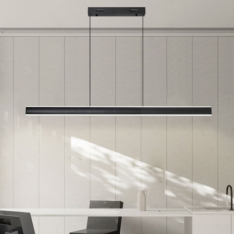 Metal Linear Chandelier Light Fixture Simple LED Island Pendant for Dining Room