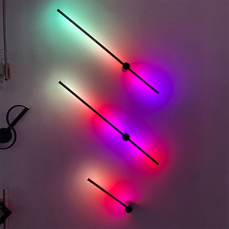 Modern Style Linear Wall Sconces Metal 1 Light Wall Mount Light Fixture in Black