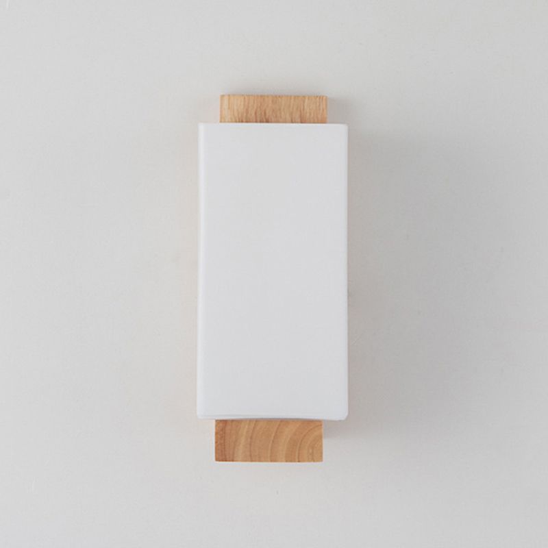 Modernist Wall Sconce Rectangular Wall Light Fixture with Wood for Living Room