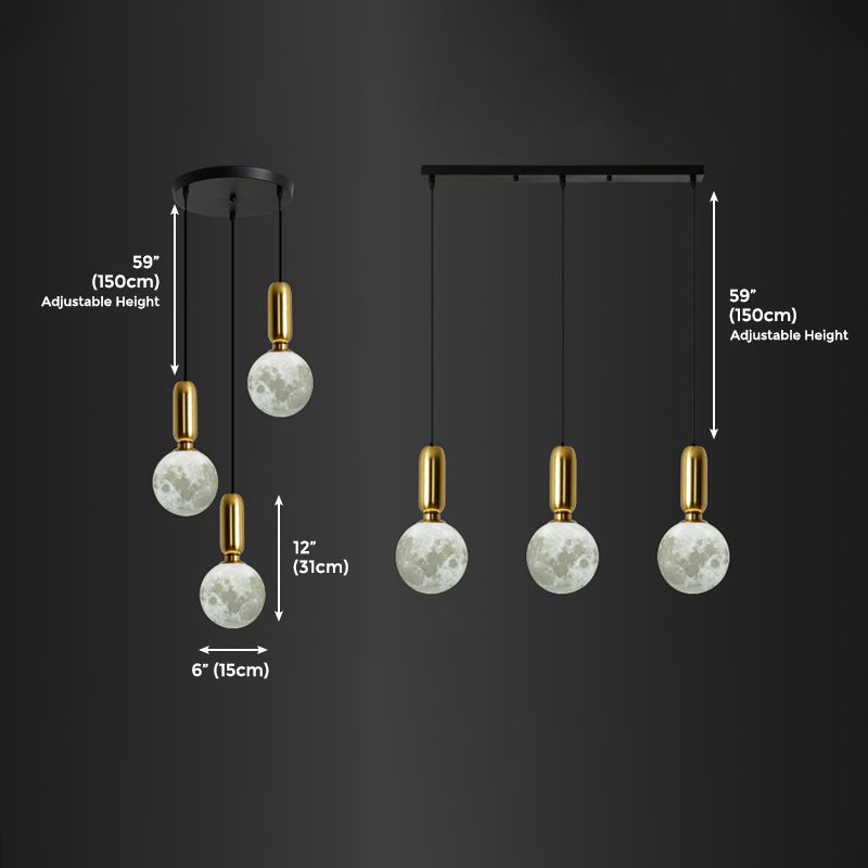 Modern Style Ceiling Light with Moon Design Glass Shape Cluster Lighting