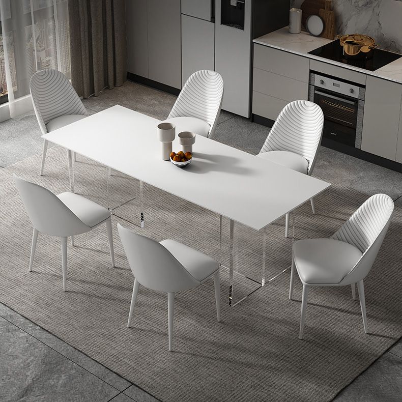 Medieval Modern Rectangle Dining Table Sintered Stone Table with Acrylic Legs for Home Use