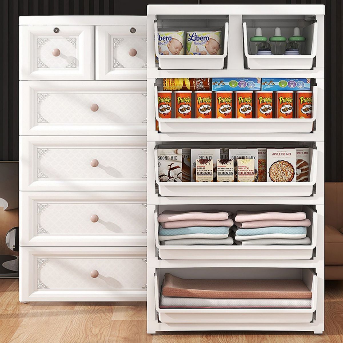 White/Blue/Green Lingerie Chest Contemporary Plastic Chest with Drawers for Bedroom