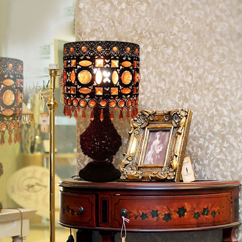 Roestcilinder nachttafel licht kunst deco metaal 1 lamp woonkamer nachtkastje verlichting