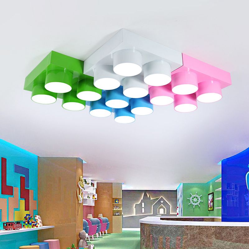 Spielzeug Brick Kindergarten Flush Ceiling Light Metal Creative Kids LED Flush Mount Halterung