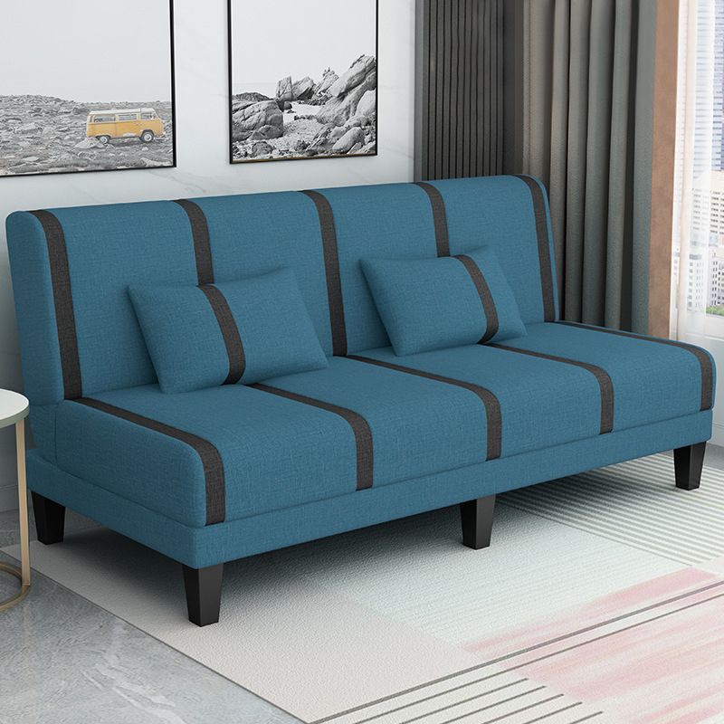 Linen/Velvet/Faux Leather Armless Convertible Sofa Tight Back Sofa Bed with Lumbar Pillow