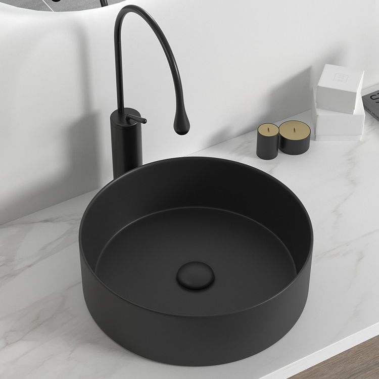 Modern Bathroom Sink Porcelain Round Wash Stand (Faucet Not Included )