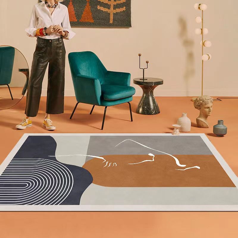 Tapis de blocage de couleur postmoderne Polyester Rapier intérieur Risque de zone lavable pour la décoration intérieure