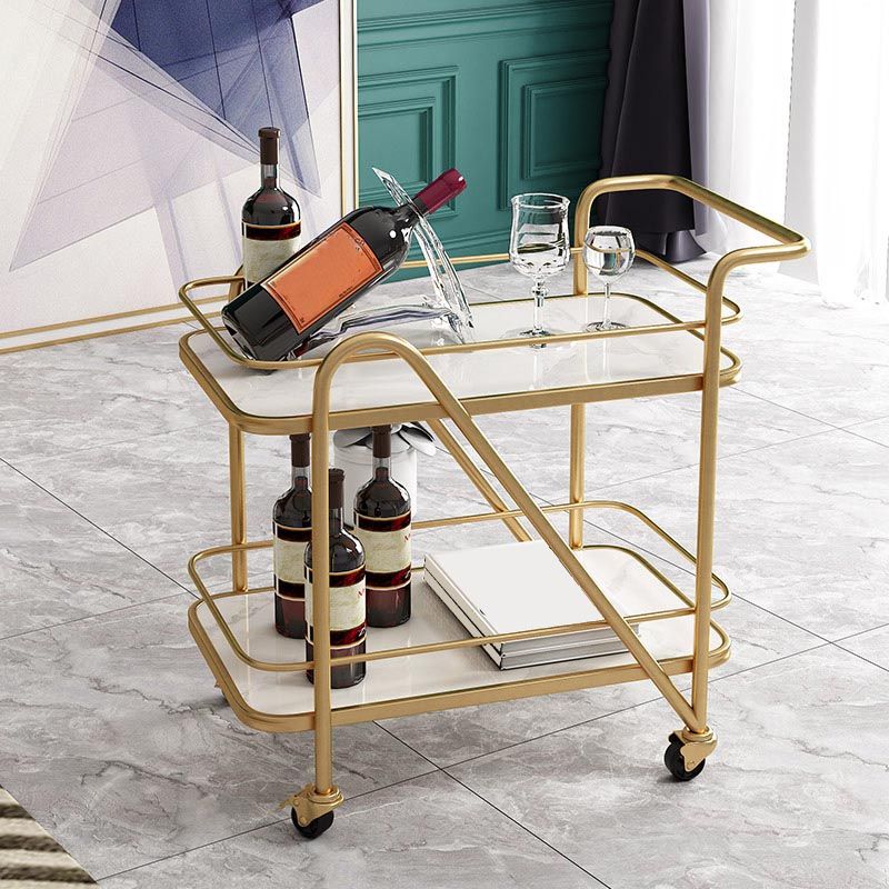 Marble Open Shelves Prep Table Rectangular Dining Room Kitchen Trolley