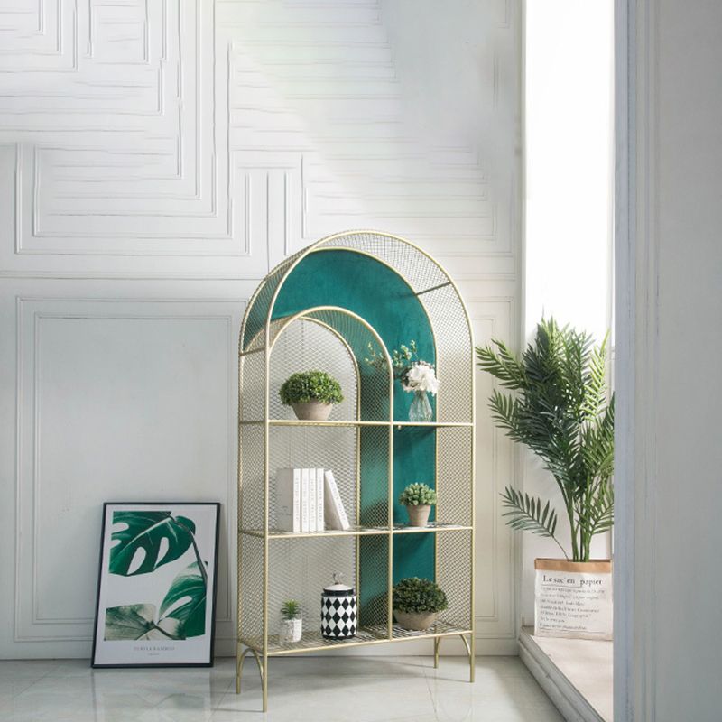 Urban Gold Bookshelf Closed Back Metal Vertical Shelf for Living Room