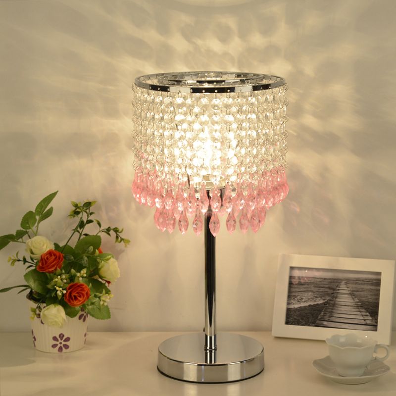 Crystal perled rouge / rose / violet lampe 2 niveaux Pichet à pain de nuit moderniste simple