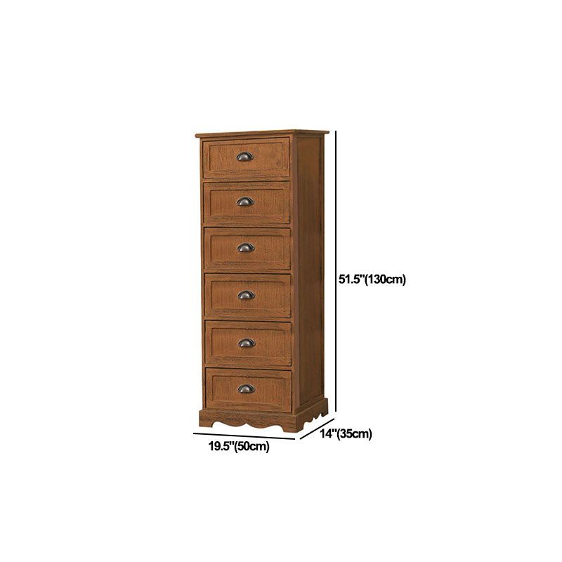 12" W Vintage Vertical Storage Chest Bedroom Solid Wood Lingerie Chest with Drawers