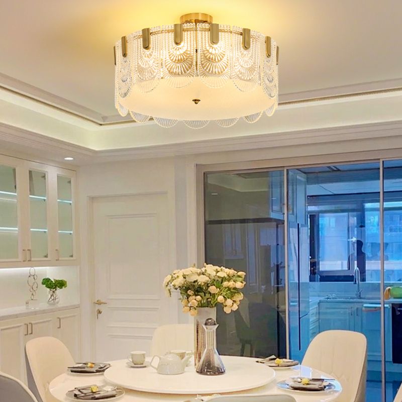 Modern Ceiling Lamp Household Simple Glass Flush Mount Light Fixture for Bedroom