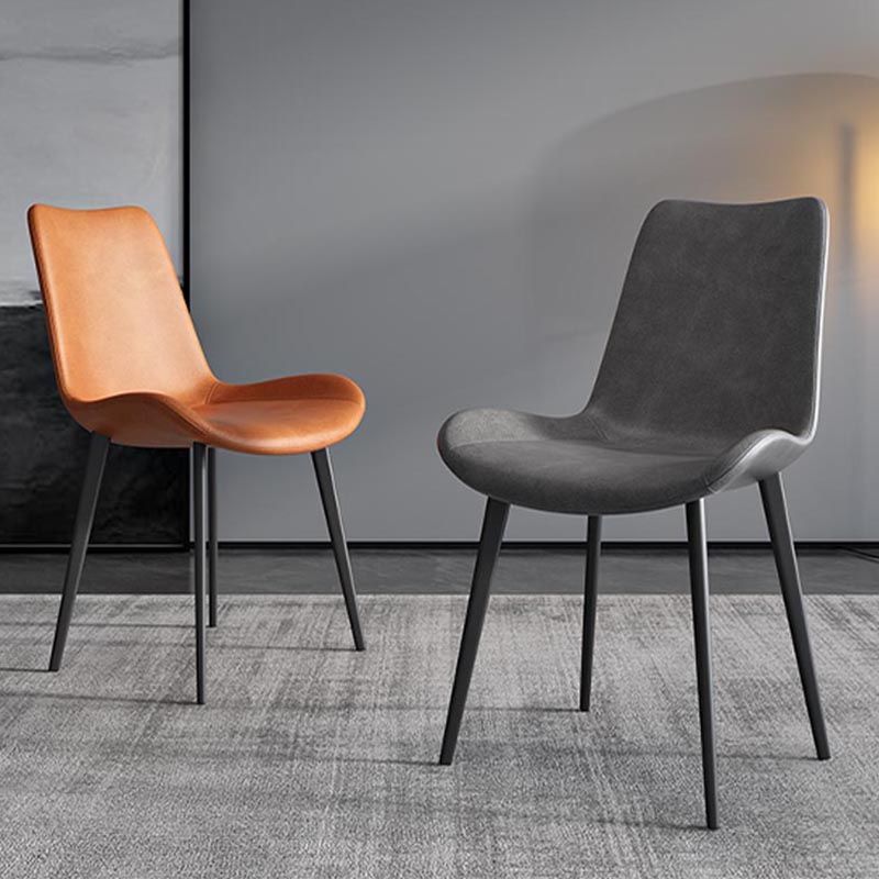 Industrial Leather Armless Dining Chair Wingback Side Chair for Kitchen