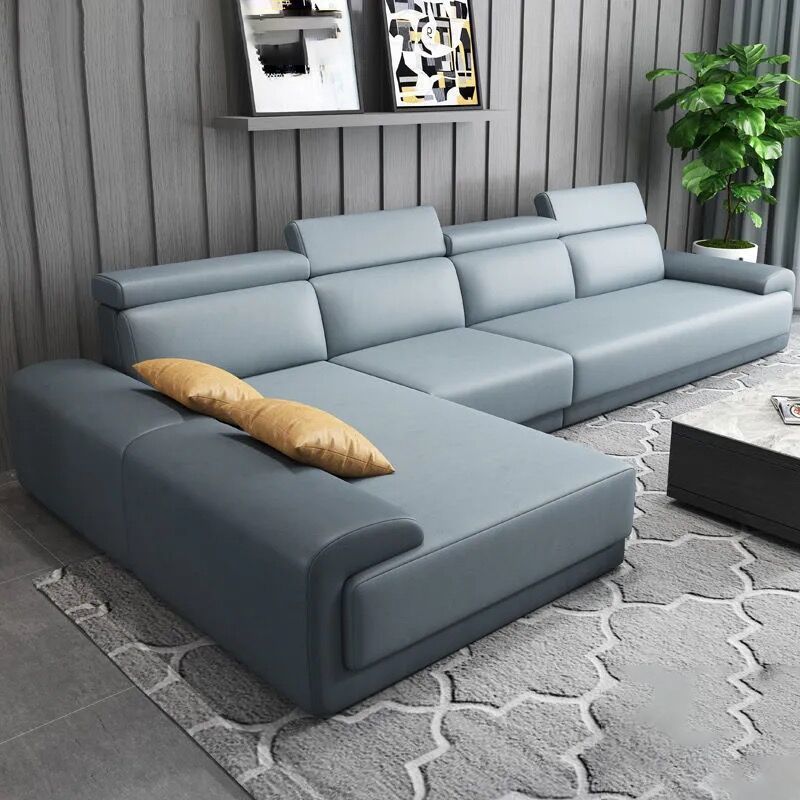 Modern Sectional with Adjustable Head Pillow and Pillow Top Arm
