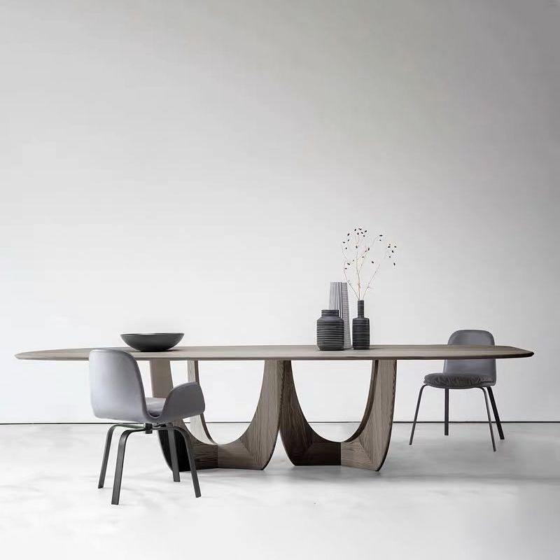Mesa de comedor de madera sólida Simplicidad Simplicidad Doble pedestal para comedor