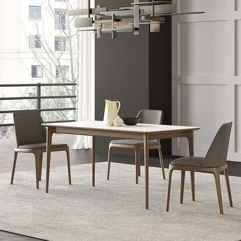 Stone Top Dining Table Set with Ash Wood Frame 1/3/4 Pieces Modern Dinette Set