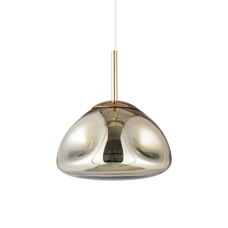 Gold/Silver/Rose Gold Melt Shape Pendant Lamp Modern 1 Light Dimpled Blown Glass Hanging Light Kit