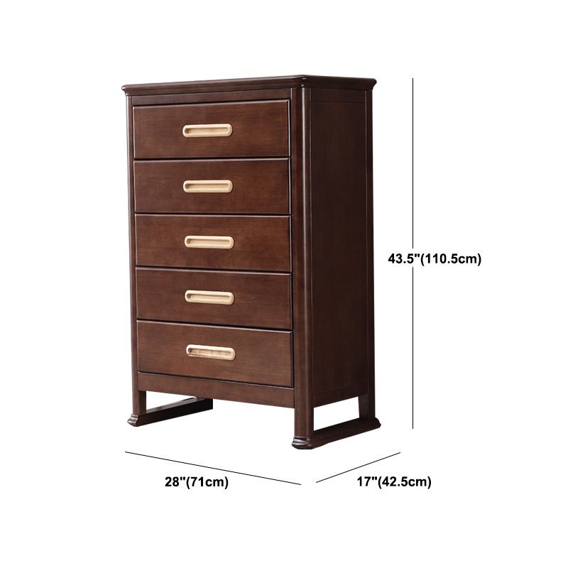 Traditional Brown Storage Chest Dresser Vertical Wooden Chest with 3 / 4 / 5 Drawers