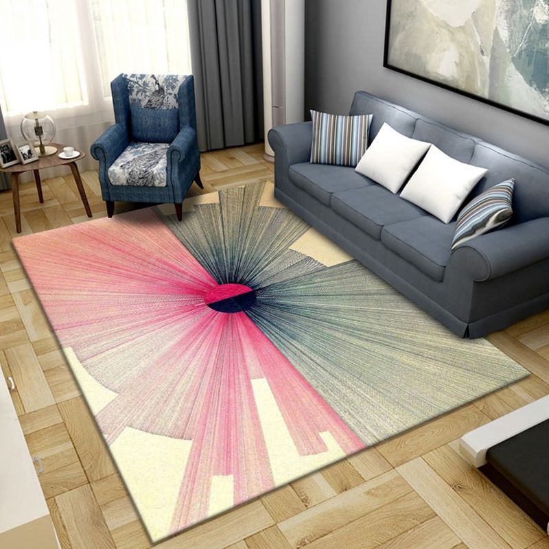 Scandinavian Abstract Pattern Rug Multi Color Polyster Area Carpet Anti-Slip Backing Easy Care Rug for Parlor