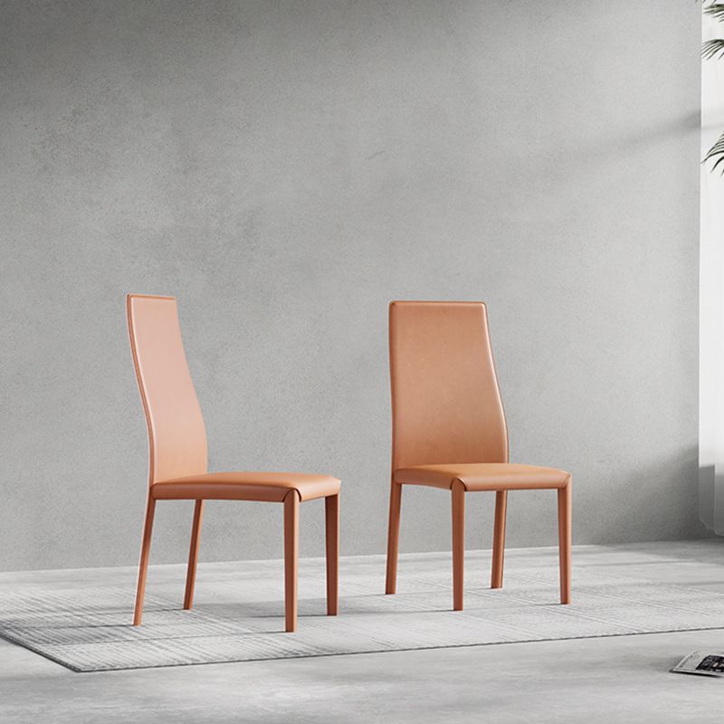 Contemporary Side Chair with High Back Faux Leather Dining Chair for Home