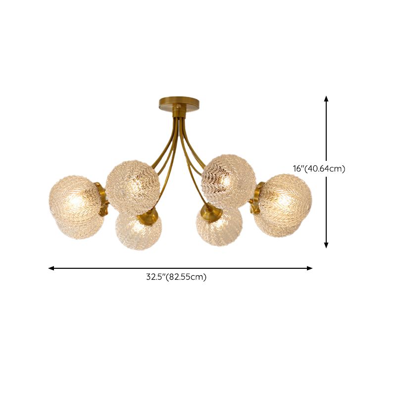 Glass Ball Shape Flush Mount Light Modern-Style Multi Lights Flush Ceiling Light in Brass