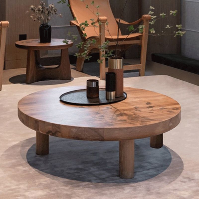 3 Legs 1 Single Coffee Table Solid Wood Brown Cocktail Table