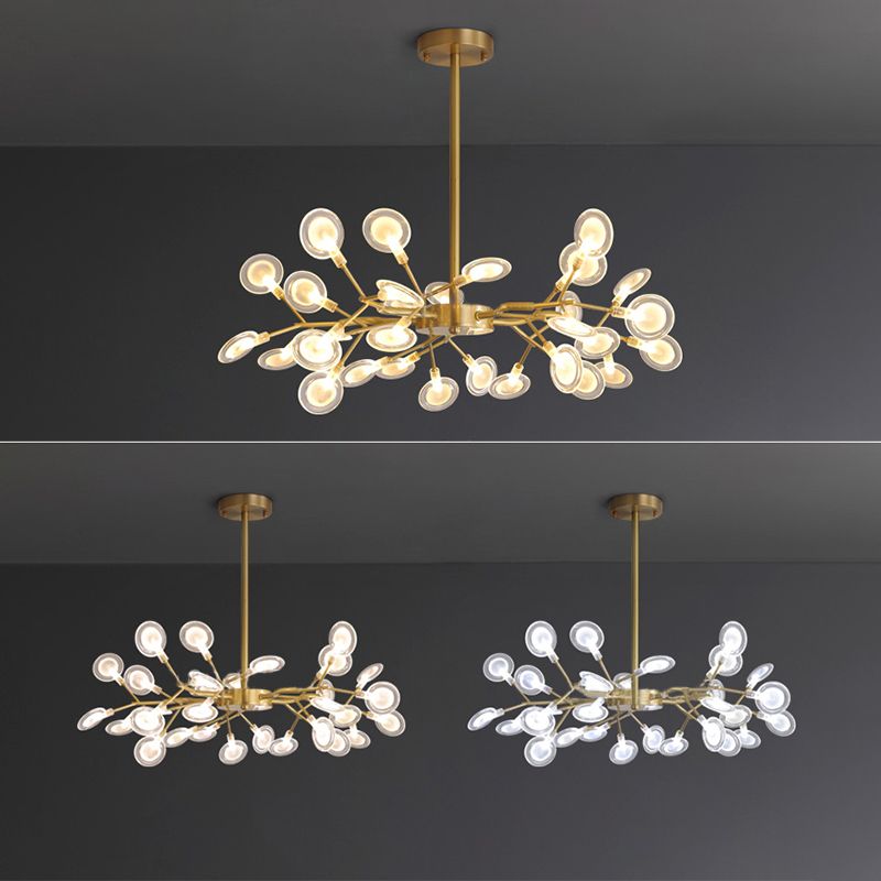 Gold Firefly Adjustable Pendant Light in Modern Luxury Style Copper Sputnik Ceiling Light with Acrylic Shade