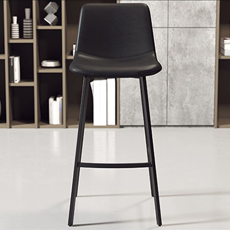 Contemporary Faux Leather Counter Stool Bucket Low Back Stool with Metal Legs