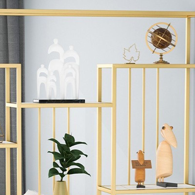 Glam Antique Finish Shelf Bookcase Metal Etagere Bookshelf with Shelves