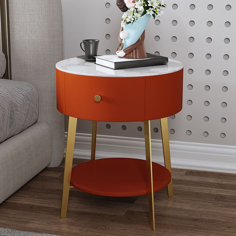 4 Legs Nightstand 22" Tall Accent Table Nightstand with Drawer and Shelf